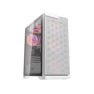 DarkFlash Dk361 Mid Tower Fornt & Left Side Tempered Glass Side Panel Case With 4 ARGB Fans - White
